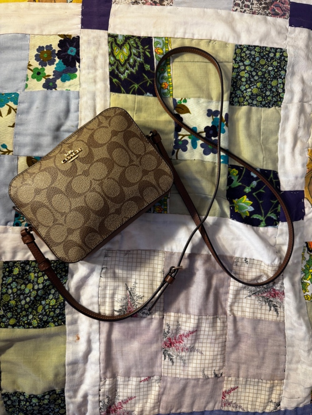 Authentic Coach Mini Camera Bag in Signature Coated Canvas